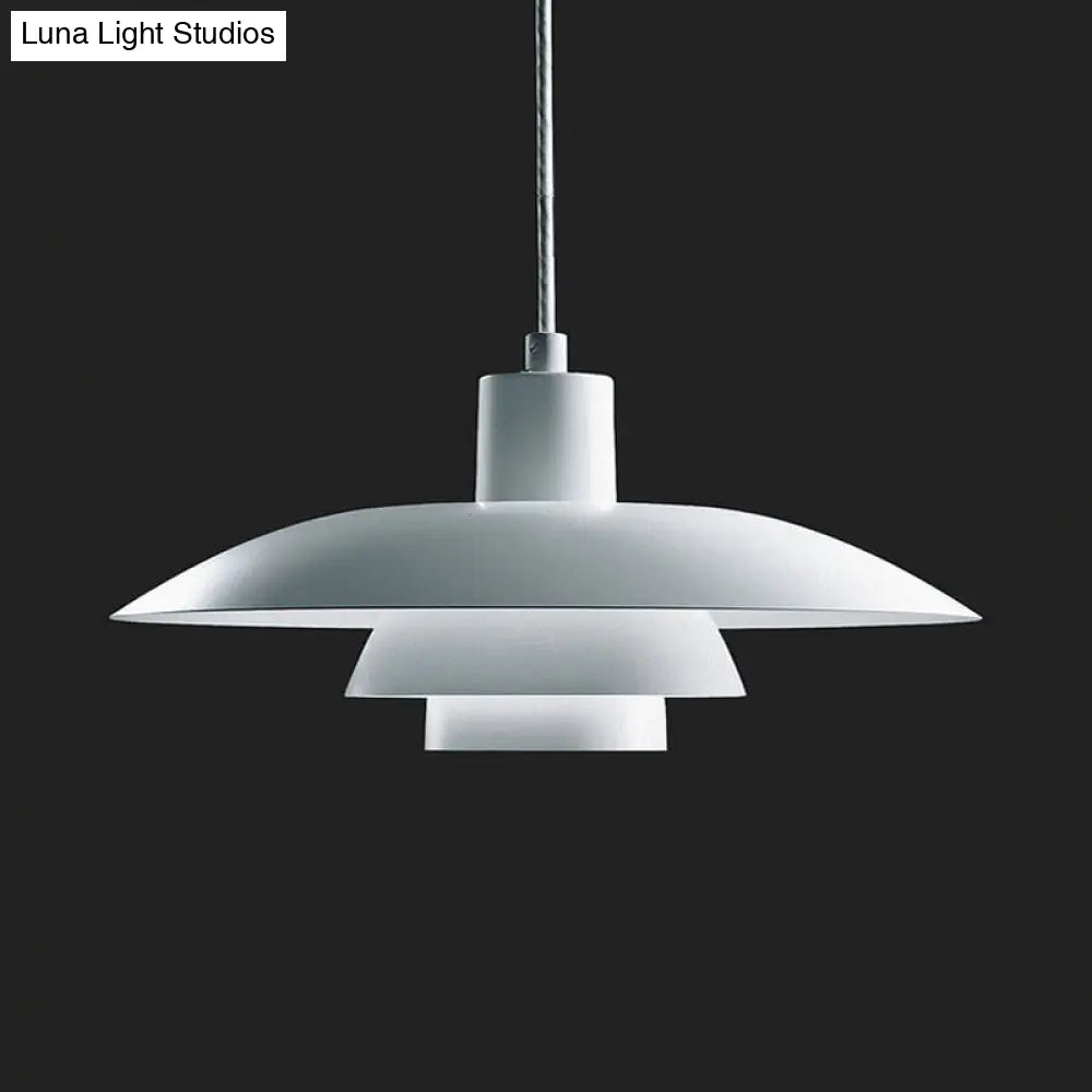 Nordic Aluminum 3-Layer Shade Pendant Lamp | Single White Ceiling Light For Sitting Room