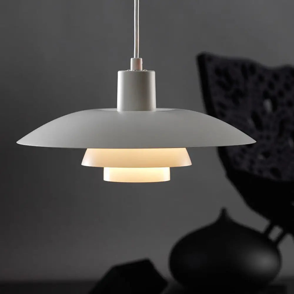 Nordic 3-Layer Shade Pendant Lamp: White Ceiling Light For Sitting Room