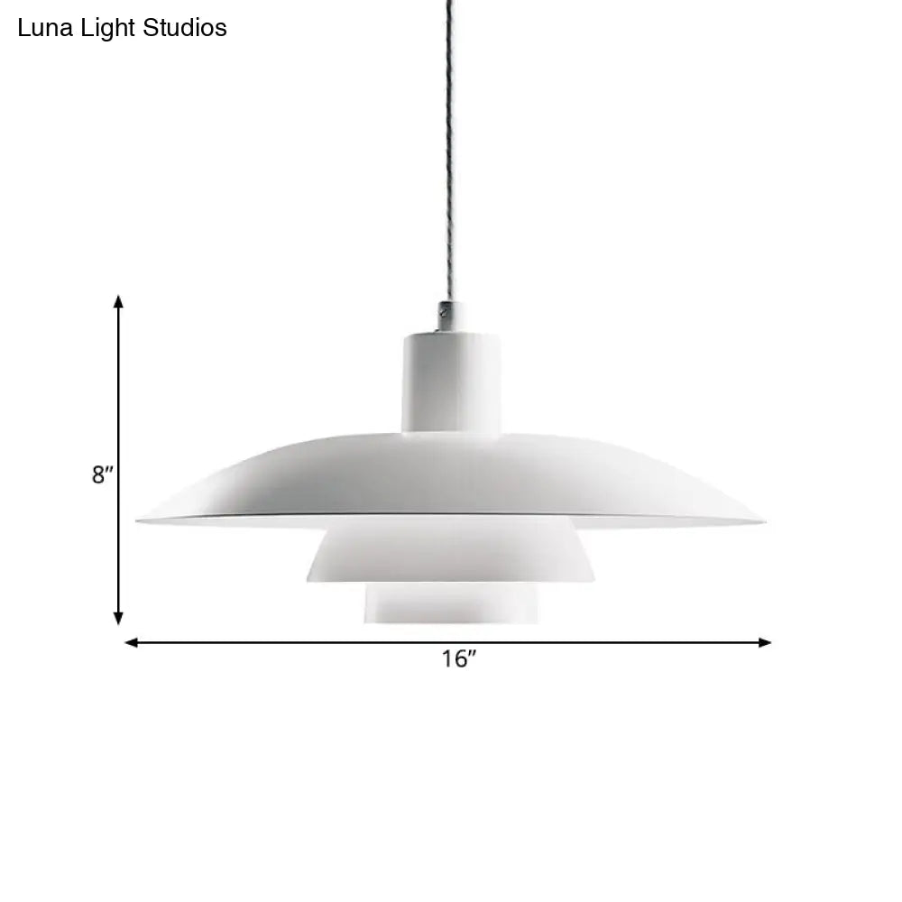 Nordic Aluminum 3-Layer Shade Pendant Lamp | Single White Ceiling Light For Sitting Room