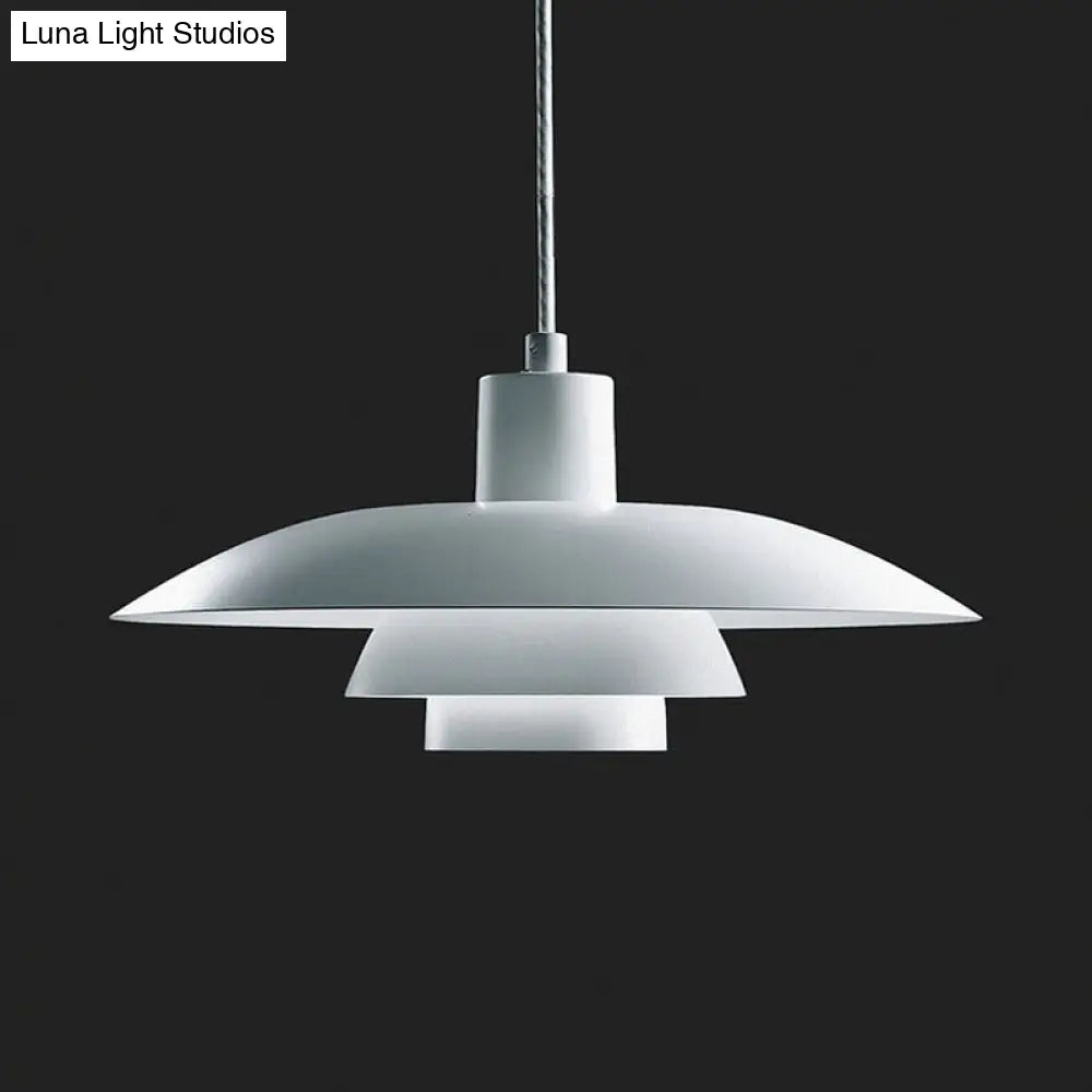 Nordic 3-Layer Shade Pendant Lamp: White Ceiling Light For Sitting Room