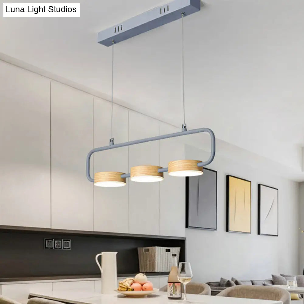 Nordic 3-Light Hanging Pendant With Metal And Wood Accents For Kitchen Island