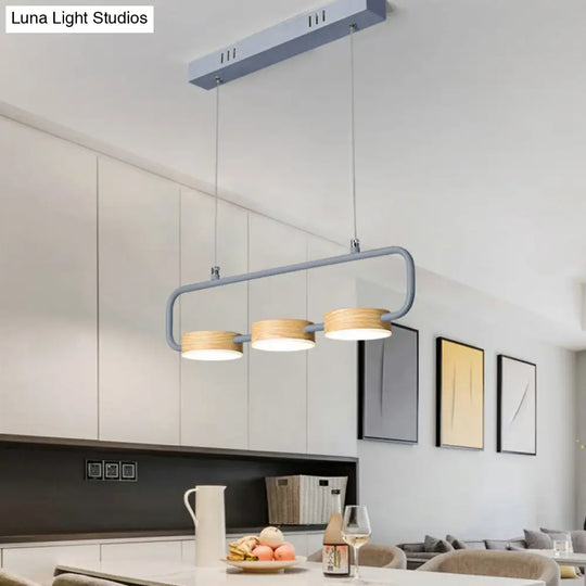 Nordic 3-Light Hanging Pendant With Metal And Wood Accents For Kitchen Island