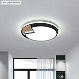 Nordic Acrylic Black-Wood Led Flushmount Ceiling Light With Circular Sector Cutouts - White/3 Color