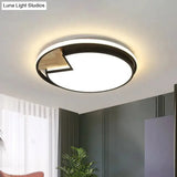Nordic Acrylic Black-Wood Led Flushmount Ceiling Light With Circular Sector Cutouts - White/3 Color