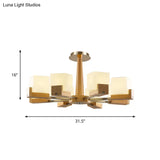 Nordic Acrylic Chandelier Pendant Lamp With Wood Chain Hang/Flushmount For Dining Room - 3/5/8 Heads