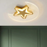 Nordic Acrylic Crescent And Star Led Flush Light Ceiling Fixture For Bedroom Gold / 20.5’ Warm