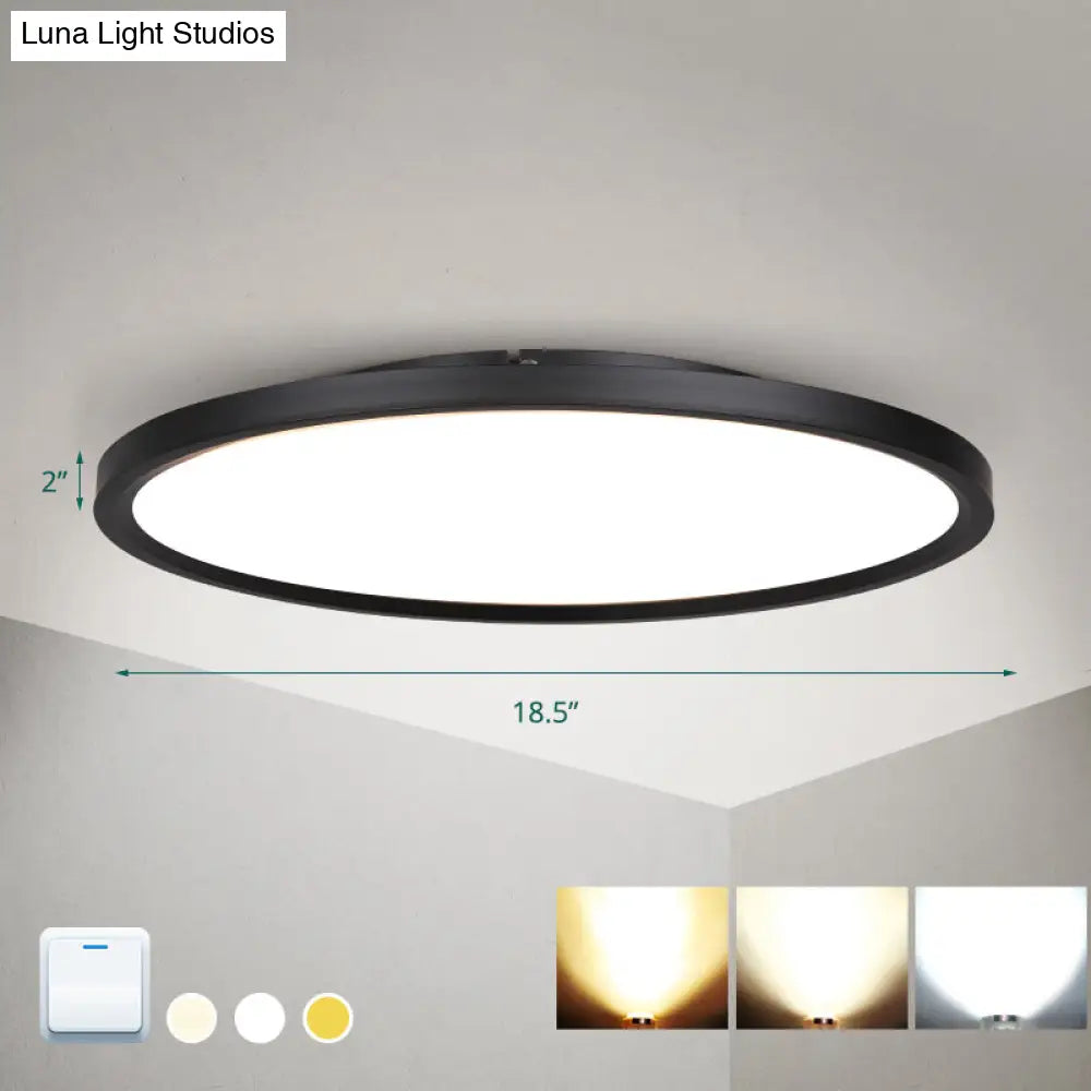 Nordic Acrylic Disk Led Flush Mount Ceiling Light For Living Room Black / 18.5