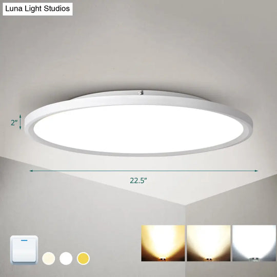 Nordic Acrylic Disk Led Flush Mount Ceiling Light For Living Room White / 22.5