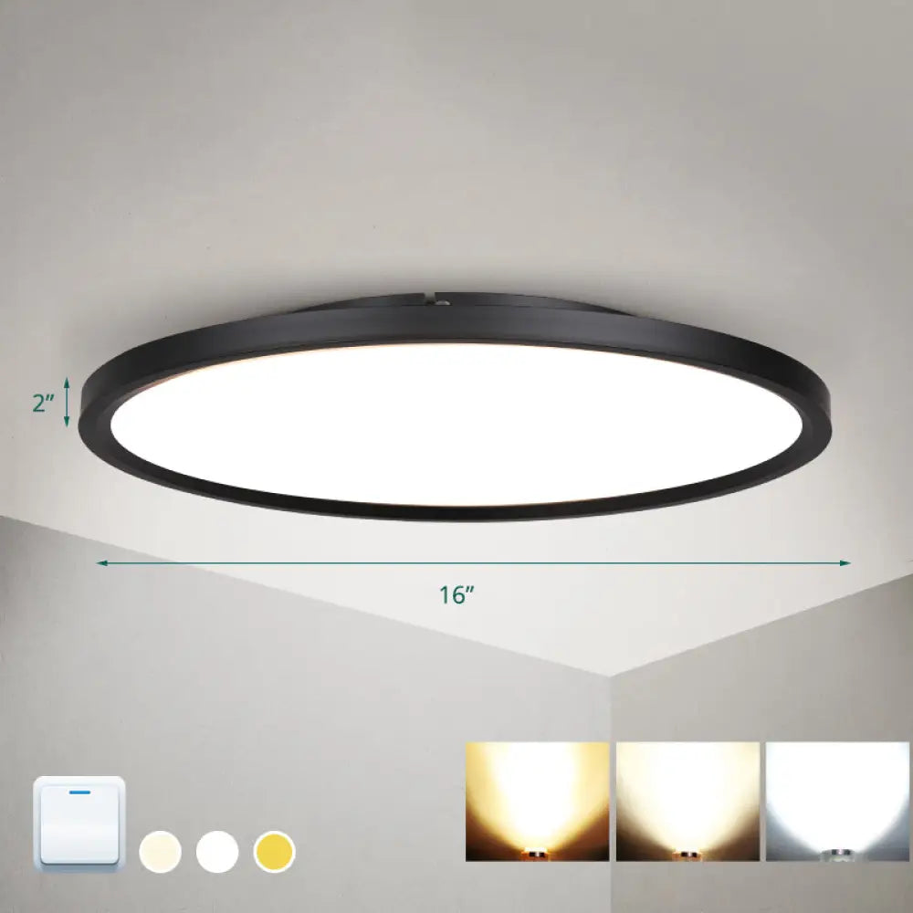 Nordic Acrylic Disk Led Flush Mount Ceiling Light For Living Room Black / 16’