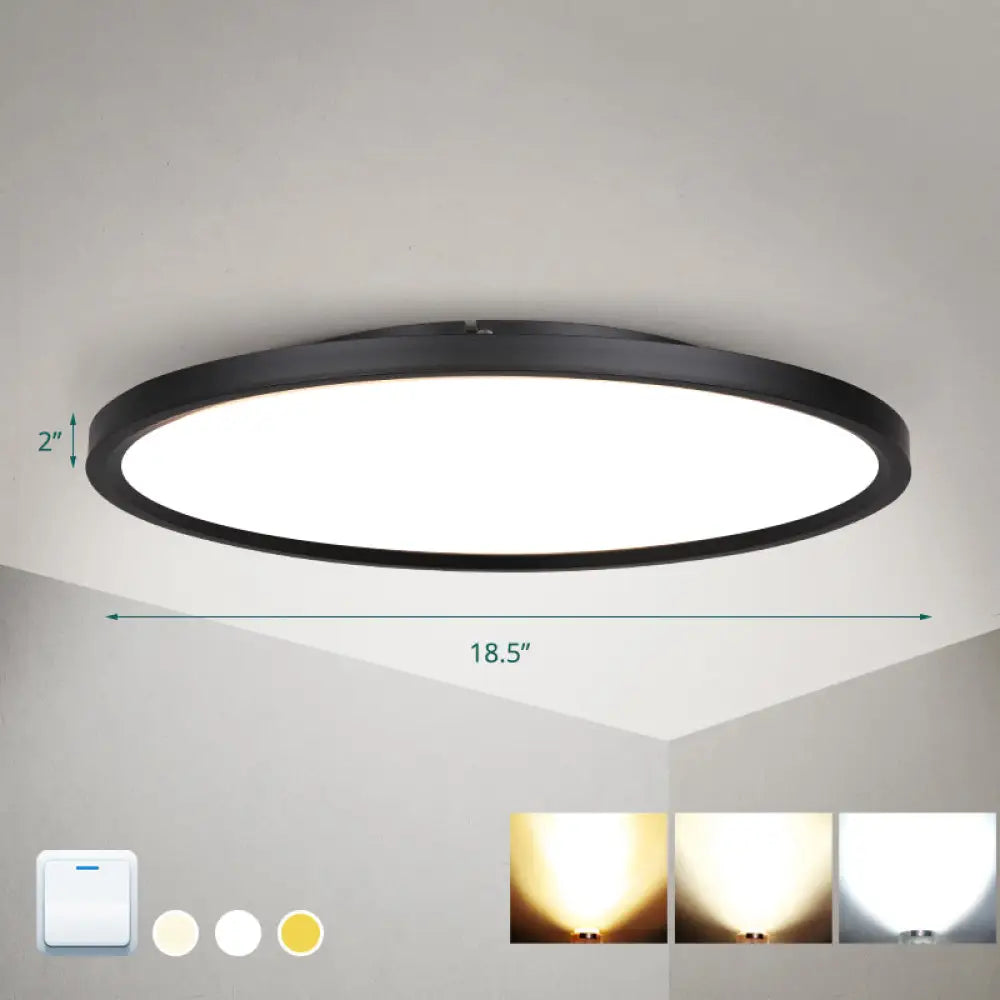 Nordic Acrylic Disk Led Flush Mount Ceiling Light For Living Room Black / 18.5’