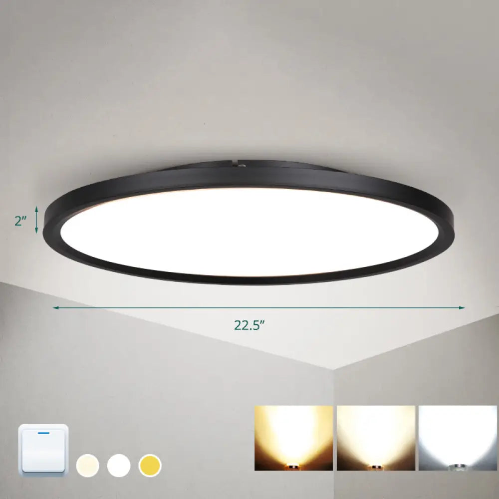 Nordic Acrylic Disk Led Flush Mount Ceiling Light For Living Room Black / 22.5’