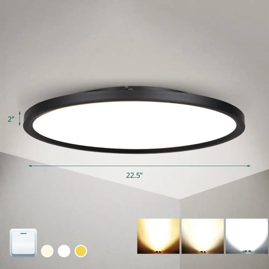 Nordic Acrylic Disk Led Flush Mount Ceiling Light For Living Room Black / 22.5’