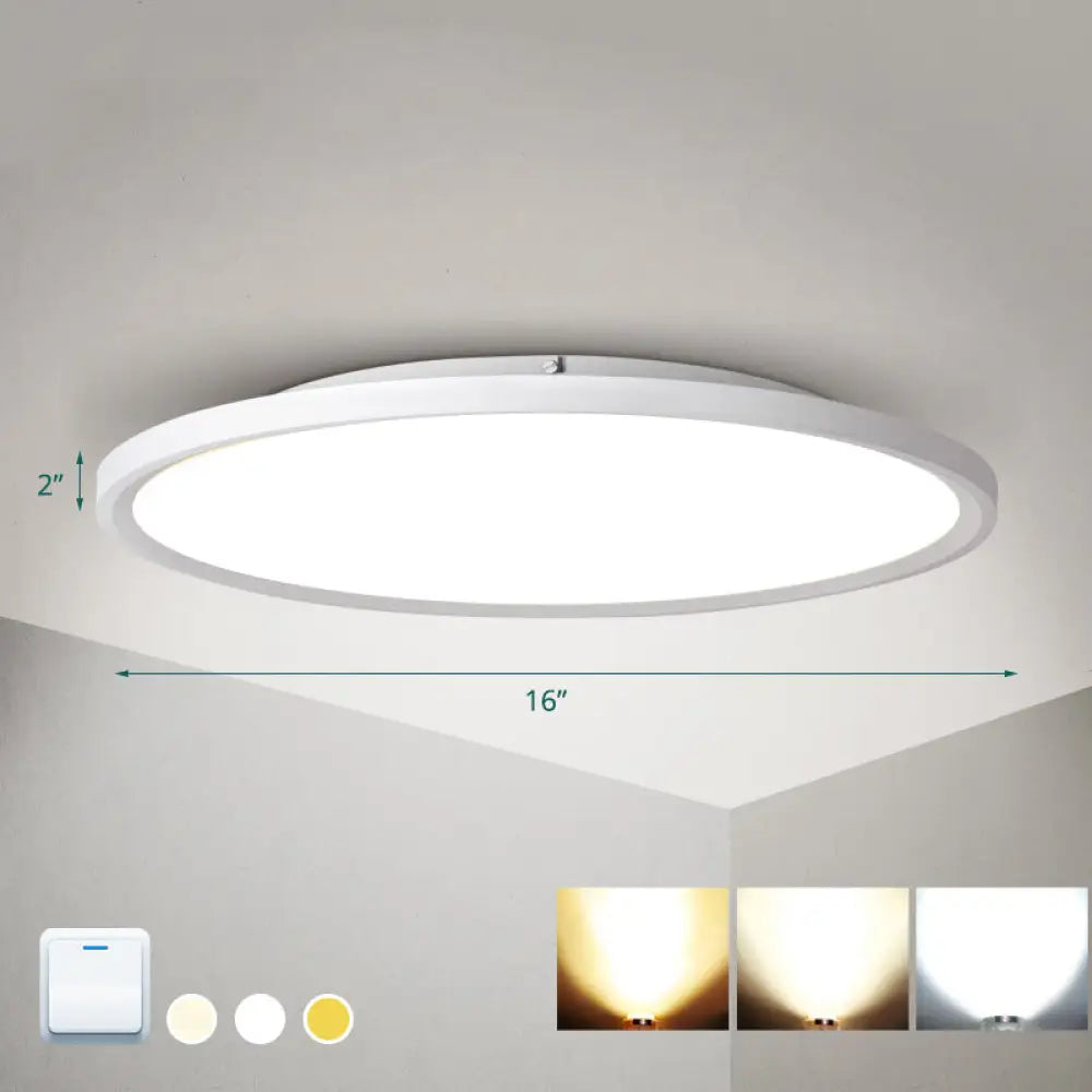 Nordic Acrylic Disk Led Flush Mount Ceiling Light For Living Room White / 16’