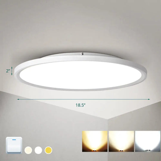 Nordic Acrylic Disk Led Flush Mount Ceiling Light For Living Room White / 18.5’