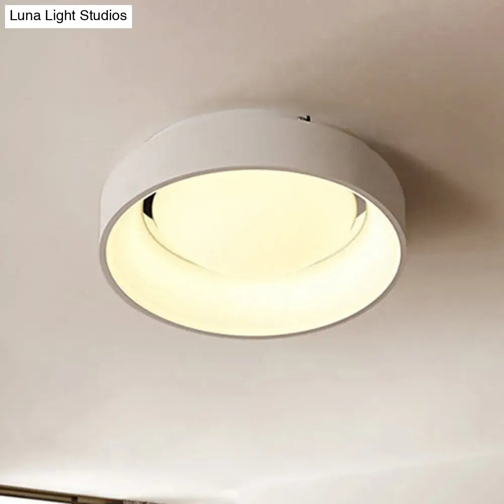 Nordic Acrylic Drum Ceiling Light: Grey/White 18/23.5 Dia Led Flush Mount White / 18