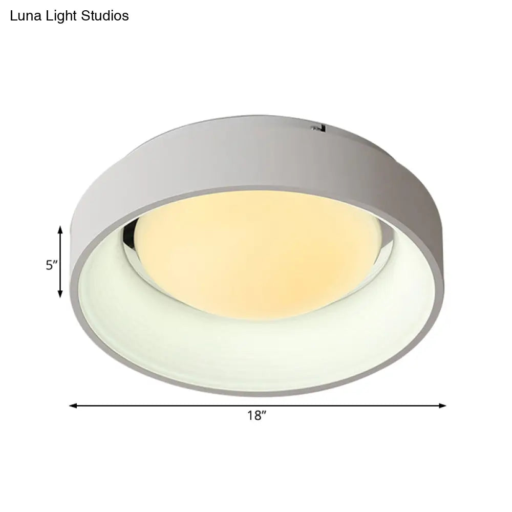 Nordic Acrylic Drum Ceiling Light: Grey/White 18’/23.5’ Dia Led Flush Mount
