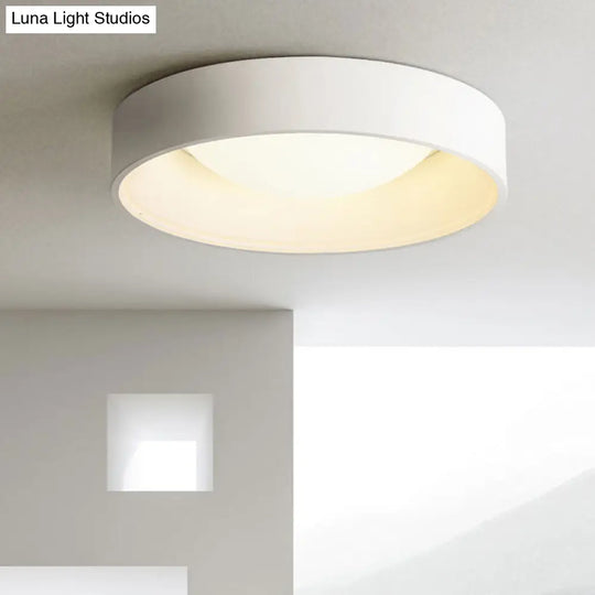 Nordic Acrylic Drum Ceiling Light: Grey/White 18/23.5 Dia Led Flush Mount