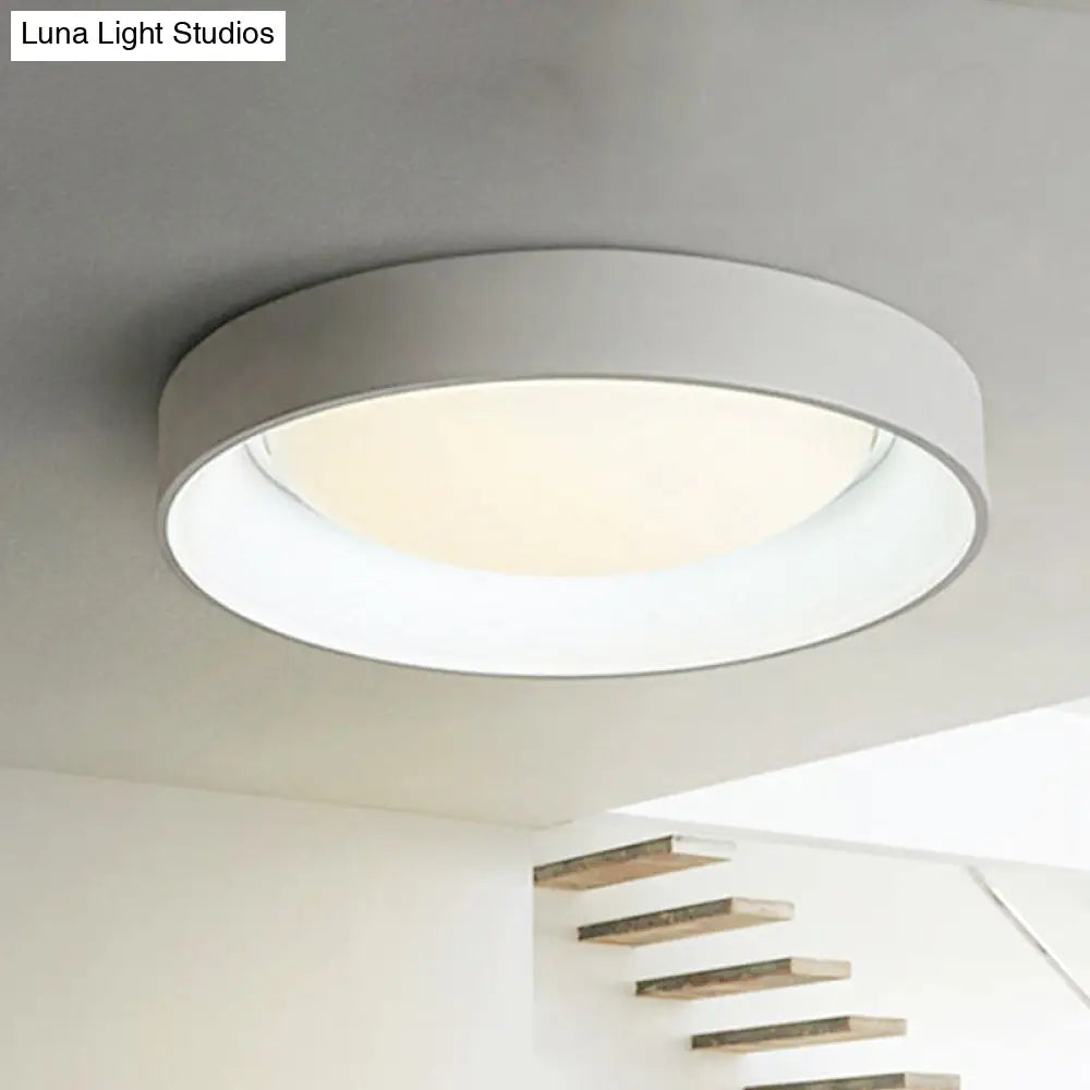 Nordic Acrylic Drum Ceiling Light: Grey/White 18/23.5 Dia Led Flush Mount