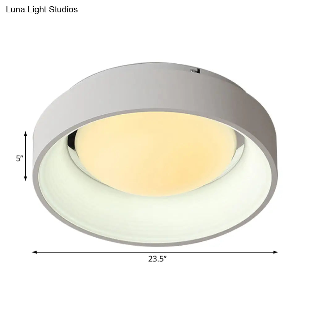 Nordic Acrylic Drum Ceiling Light: Grey/White 18’/23.5’ Dia Led Flush Mount