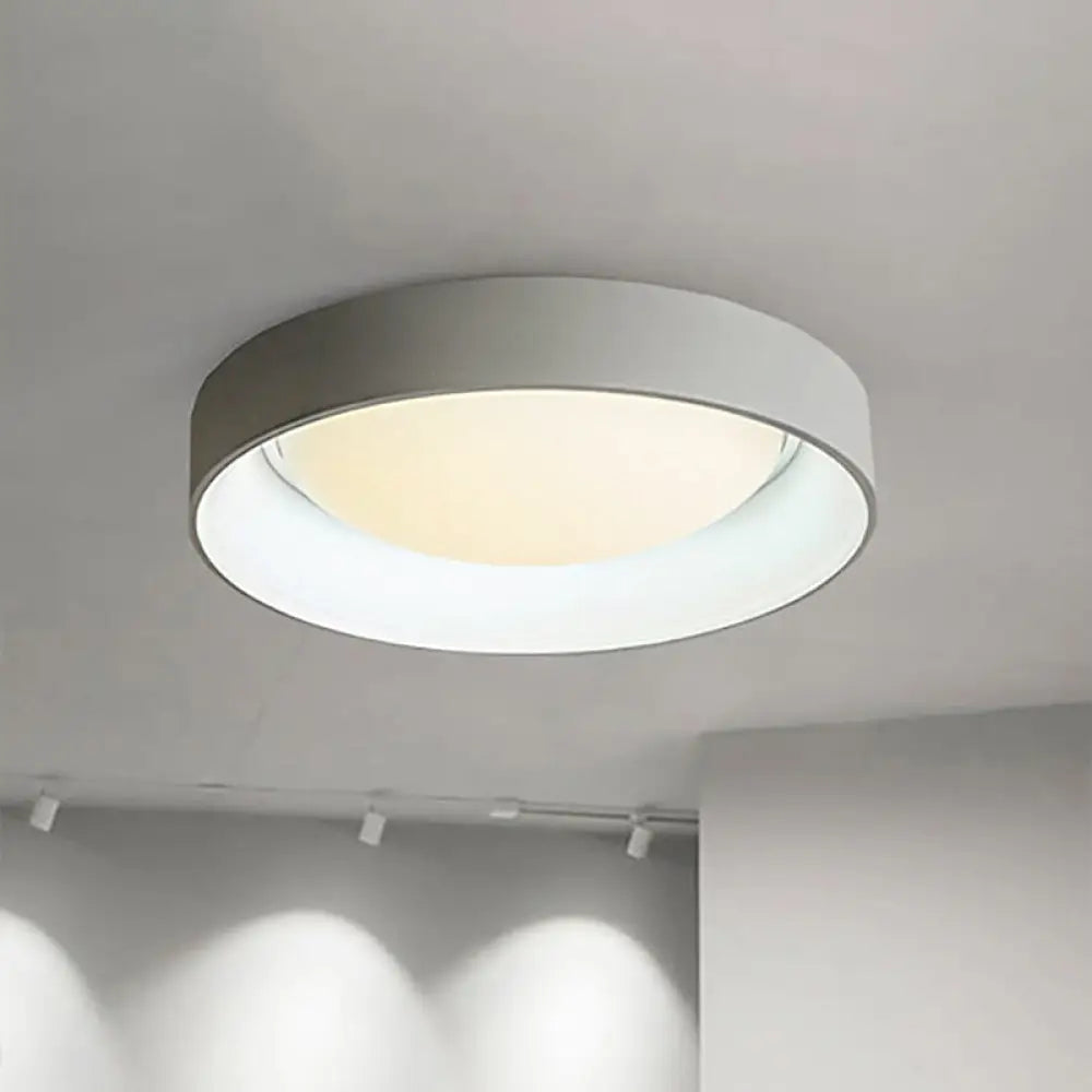 Nordic Acrylic Drum Ceiling Light: Grey/White 18’/23.5’ Dia Led Flush Mount Grey / 18’