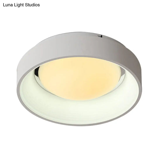 Nordic Acrylic Drum Ceiling Light: Grey/White 18/23.5 Dia Led Flush Mount