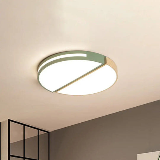 Nordic Acrylic Dual Sector Ceiling Fixture Led Flush Mount Light Green/Grey Warm/White