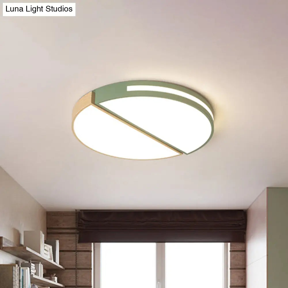 Nordic Acrylic Dual Sector Ceiling Fixture Led Flush Mount Light Green/Grey Warm/White