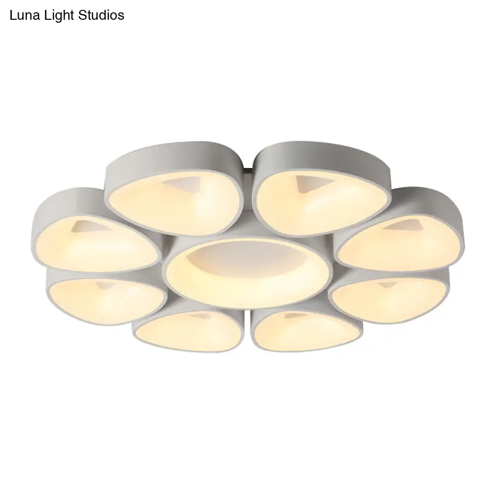 Nordic Acrylic Floral Flush Light In Warm/White Led - Grey/White Ceiling Mount Fixture