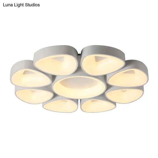 Nordic Acrylic Floral Flush Light In Warm/White Led - Grey/White Ceiling Mount Fixture