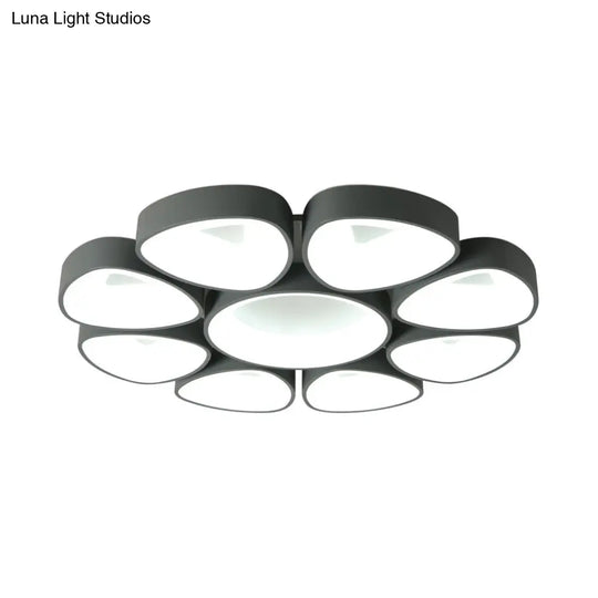 Nordic Acrylic Floral Flush Light In Warm/White Led - Grey/White Ceiling Mount Fixture