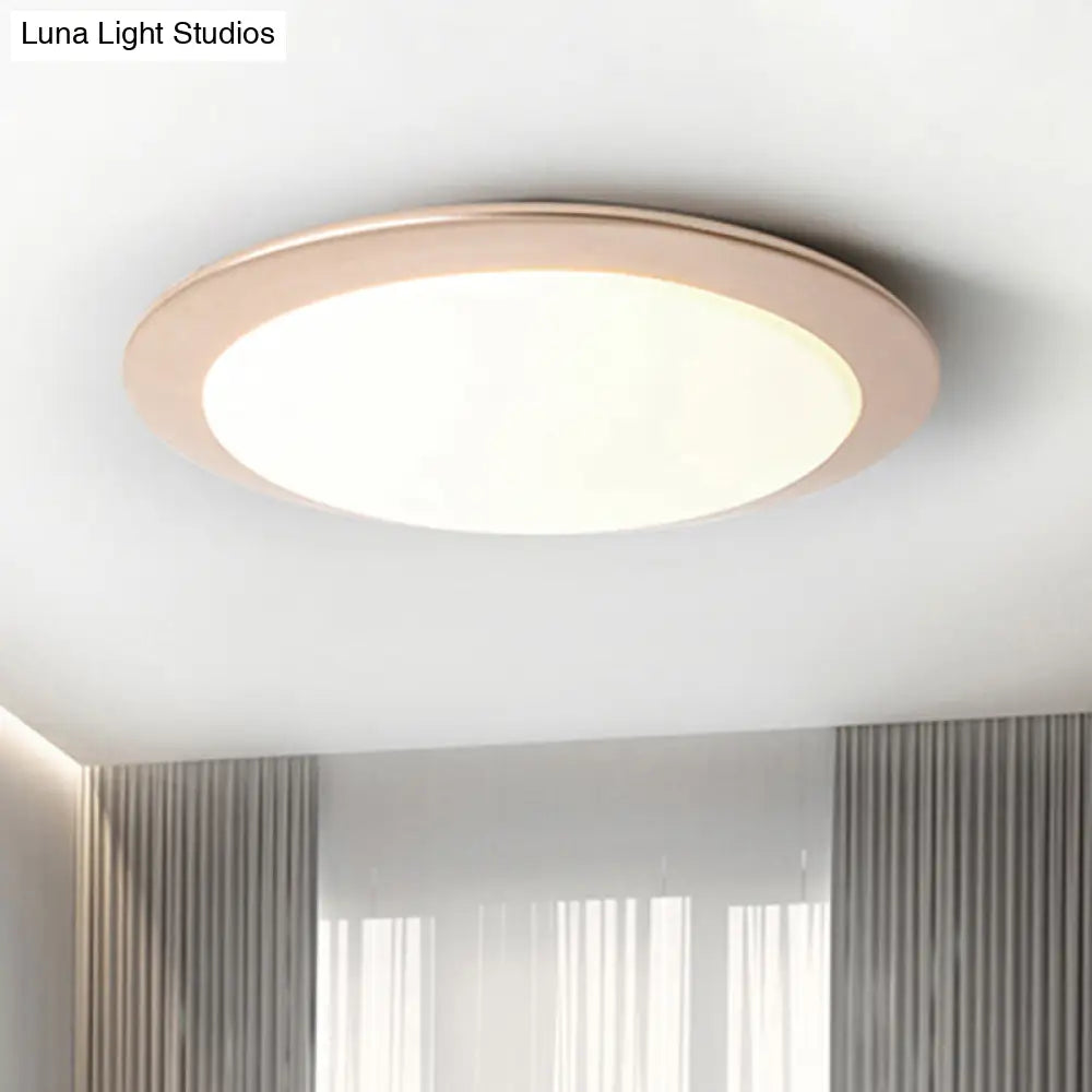 Nordic Acrylic Gold/Silver Flush Ceiling Light With Integrated Led - Bedroom Lamp 16/20 Dia