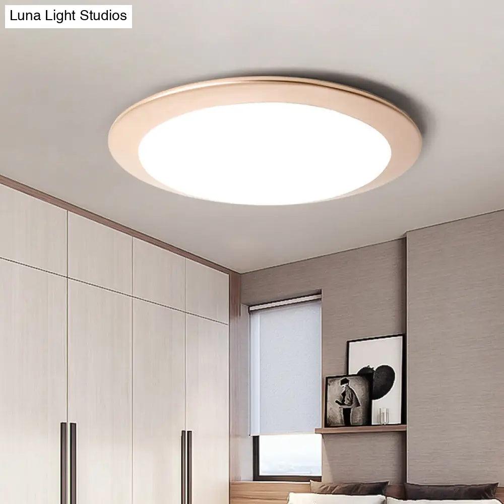 Nordic Acrylic Gold/Silver Flush Ceiling Light With Integrated Led - Bedroom Lamp 16/20 Dia Gold /