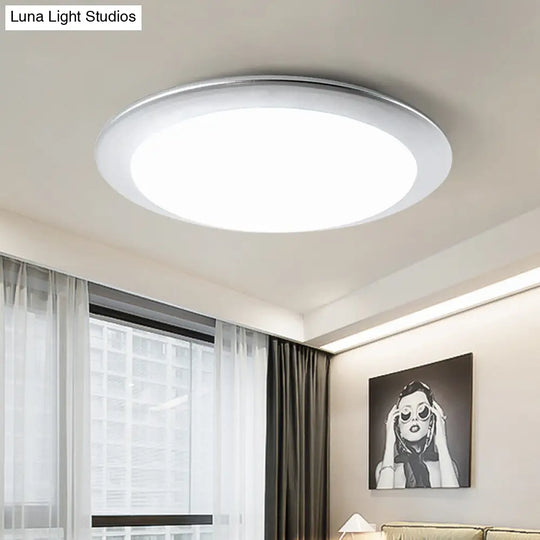 Nordic Acrylic Gold/Silver Flush Ceiling Light With Integrated Led - Bedroom Lamp 16/20 Dia Silver /