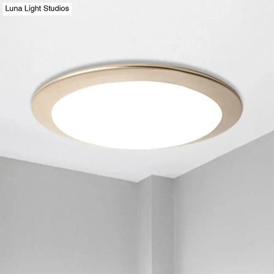 Nordic Acrylic Gold/Silver Flush Ceiling Light With Integrated Led - Bedroom Lamp 16/20 Dia