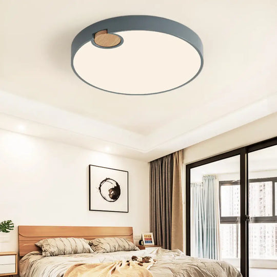 Nordic Acrylic Grey Led Flush Mount Lamp With White/Warm/Natural Light For Bedroom - Available In