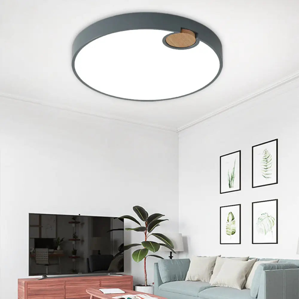 Nordic Acrylic Grey Led Flush Mount Lamp With White/Warm/Natural Light For Bedroom - Available In