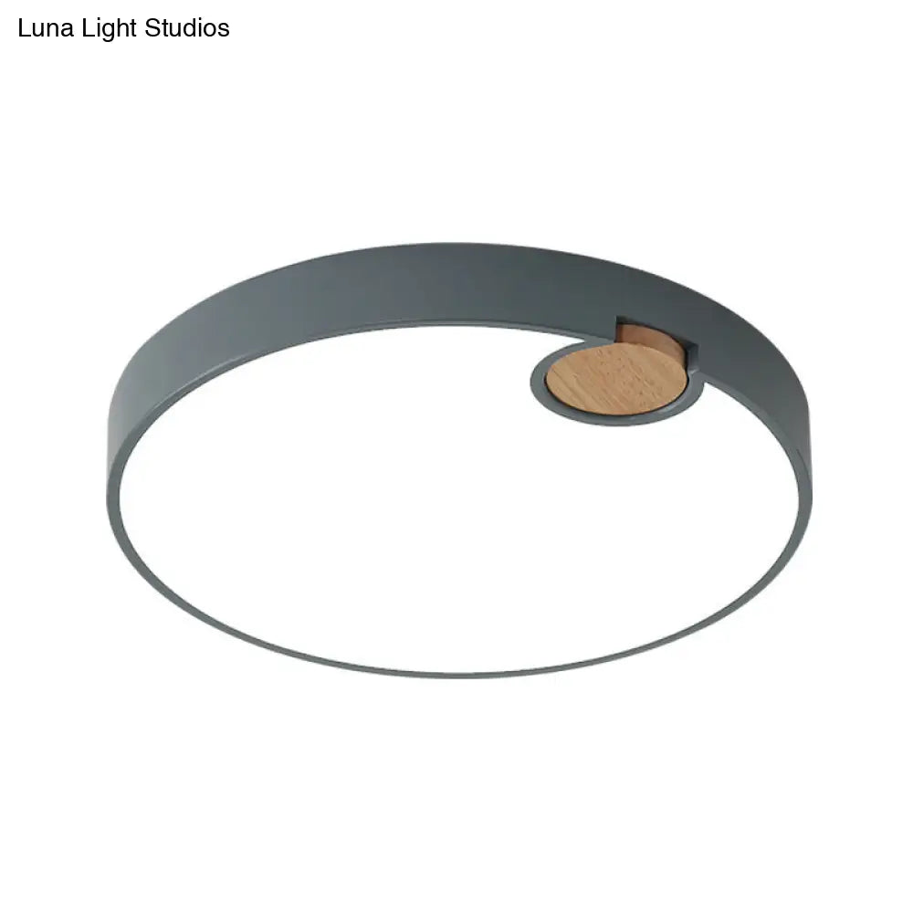 Nordic Acrylic Grey Led Flush Mount Lamp With White/Warm/Natural Light For Bedroom - Available In