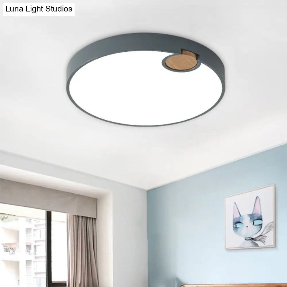 Nordic Acrylic Grey Led Flush Mount Lamp With White/Warm/Natural Light For Bedroom - Available In