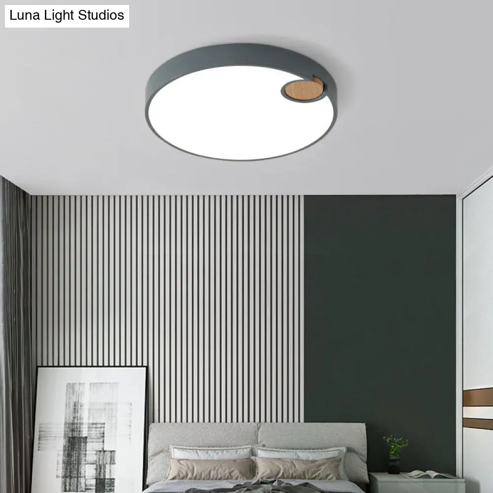 Nordic Acrylic Grey Led Flush Mount Lamp With White/Warm/Natural Light For Bedroom - Available In