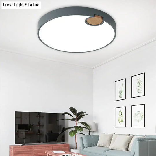 Nordic Acrylic Grey Led Flush Mount Lamp With White/Warm/Natural Light For Bedroom - Available In