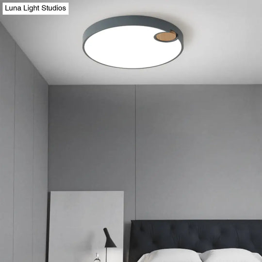 Nordic Acrylic Grey Led Flush Mount Lamp With White/Warm/Natural Light For Bedroom - Available In