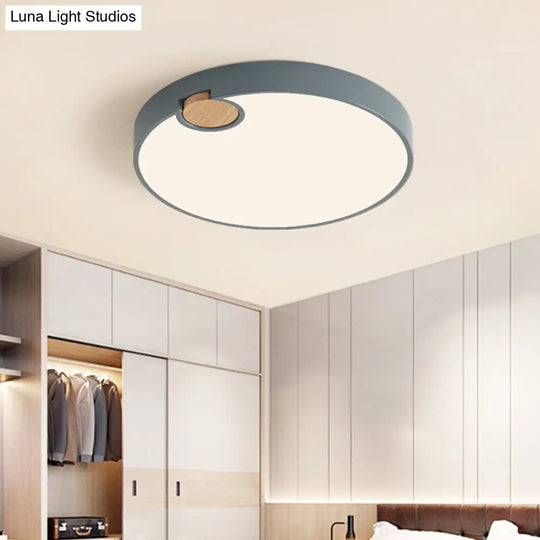 Nordic Acrylic Grey Led Flush Mount Lamp With White/Warm/Natural Light For Bedroom - Available In