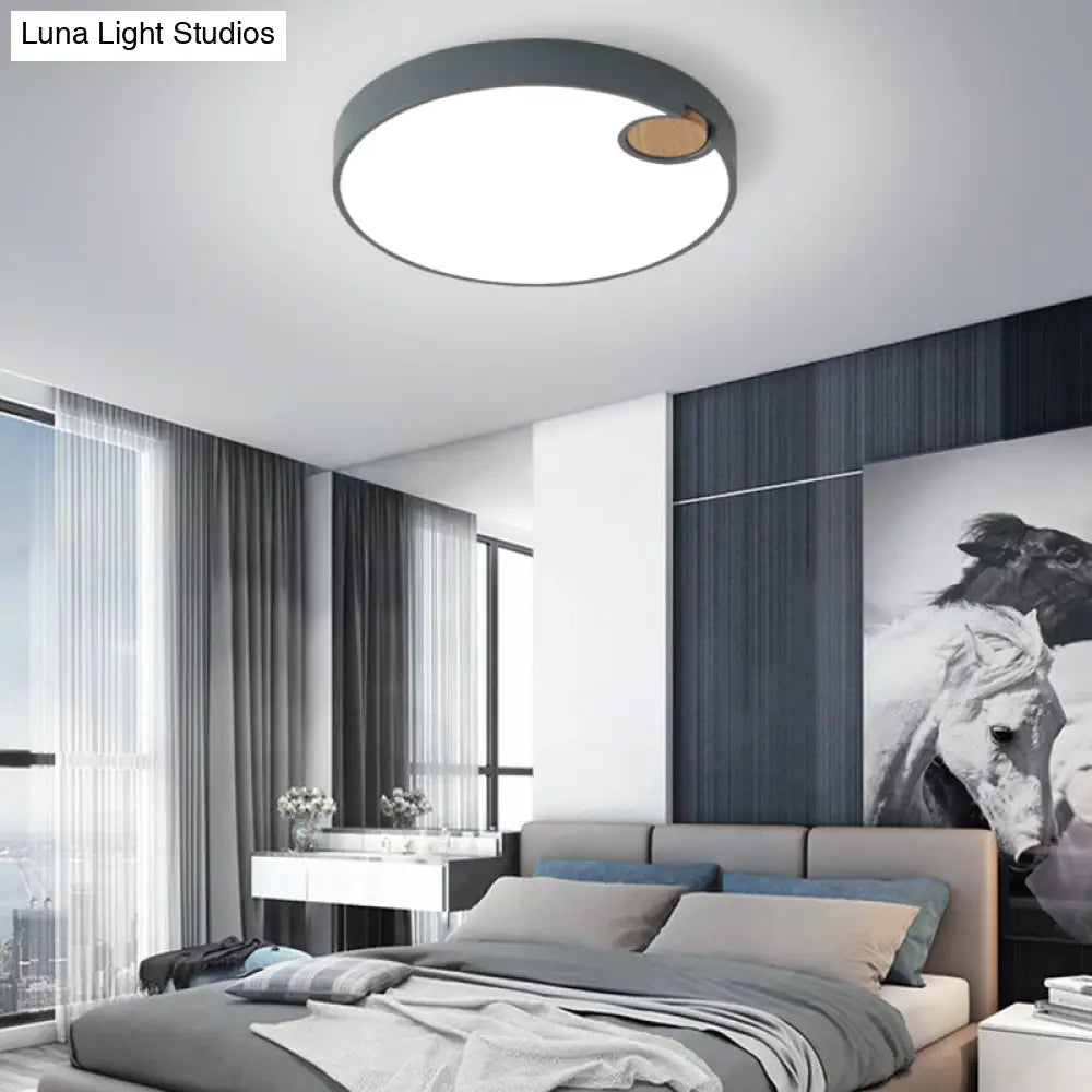 Nordic Acrylic Grey Led Flush Mount Lamp With White/Warm/Natural Light For Bedroom - Available In
