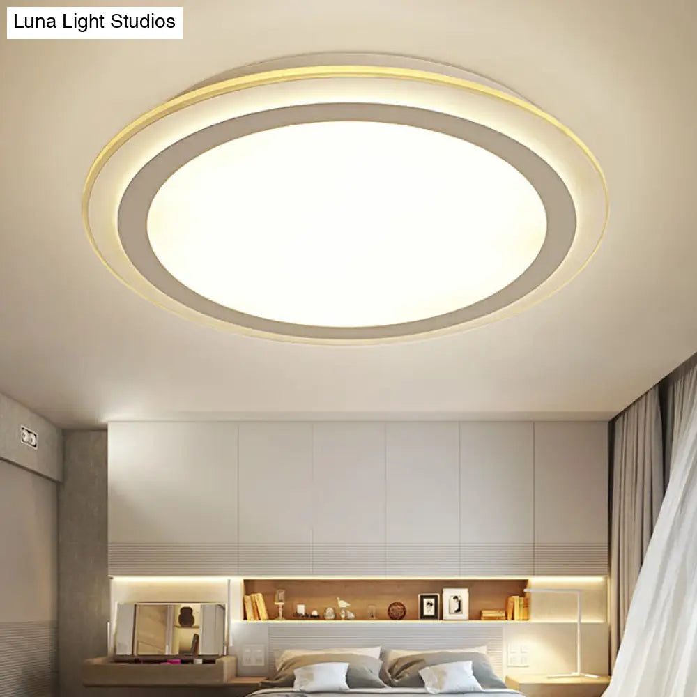 Nordic Acrylic Led Ceiling Light - White Disc Flush Mount Ideal For Office Spaces