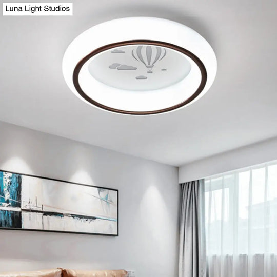 Nordic Acrylic Led Ceiling Light With Elk/Star/Hot Air Balloon Pattern - Flush Mount White / Hot
