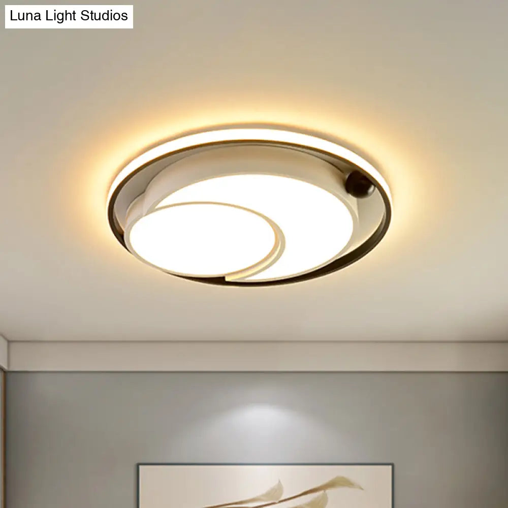 Nordic Acrylic Led Ceiling Mounted Light For Bedroom - White/Black Flush Mount Warm/White Glow