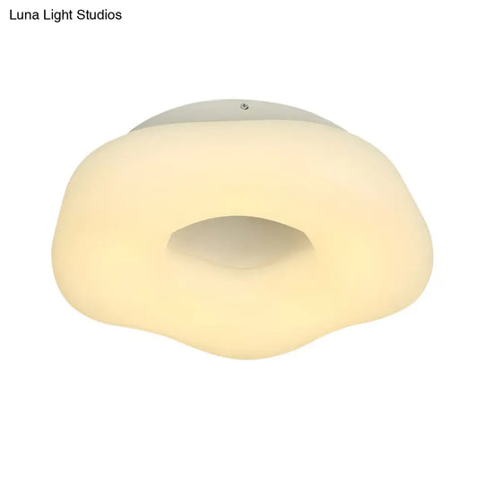 Nordic Acrylic Led Doughnut Flushmount Light For Kids’ Bedroom In White/Blue/Pink