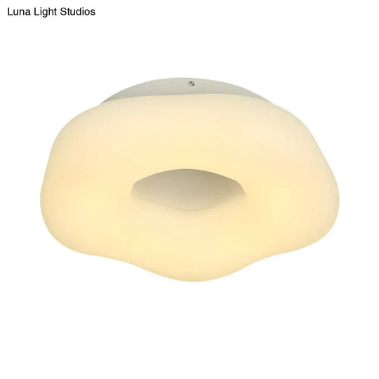 Nordic Acrylic Led Doughnut Flushmount Light For Kids Bedroom In White/Blue/Pink