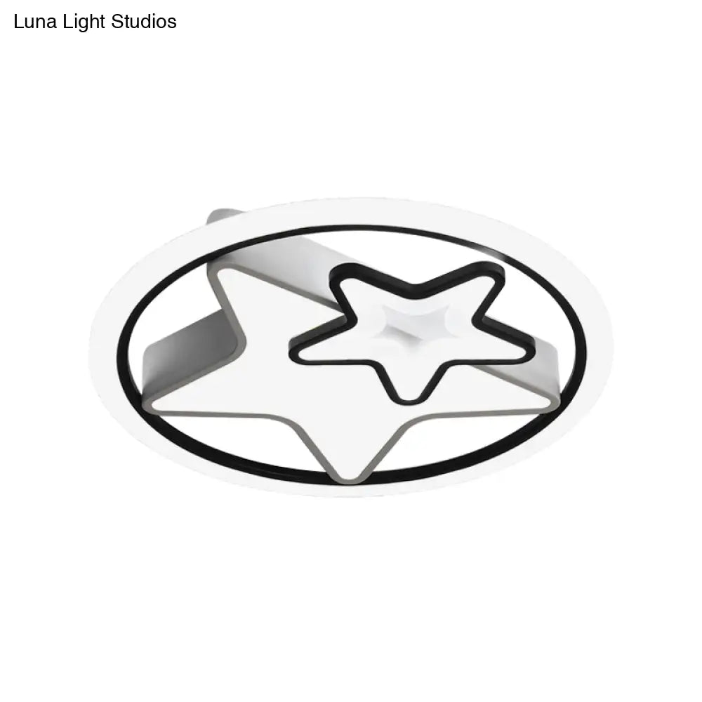 Nordic Acrylic Led Dual Star Flush Lighting For Bedroom Ceiling - White/Black