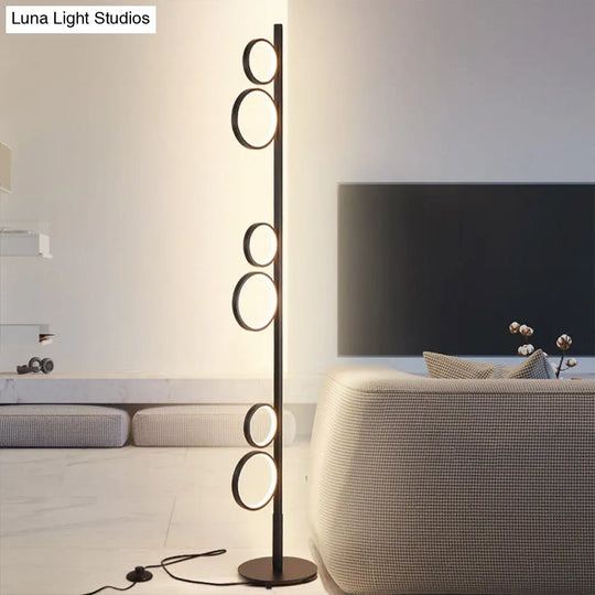 Nordic Acrylic Led Floor Lamp - Sphere Shape Stand Up Light Black/White/Gold Warm/White Lighting